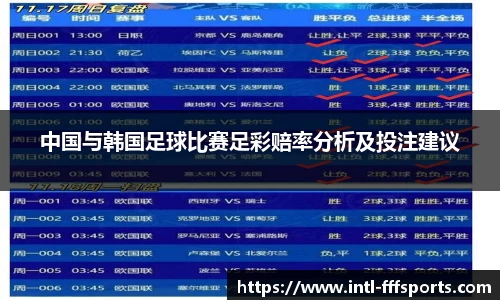 中国与韩国足球比赛足彩赔率分析及投注建议